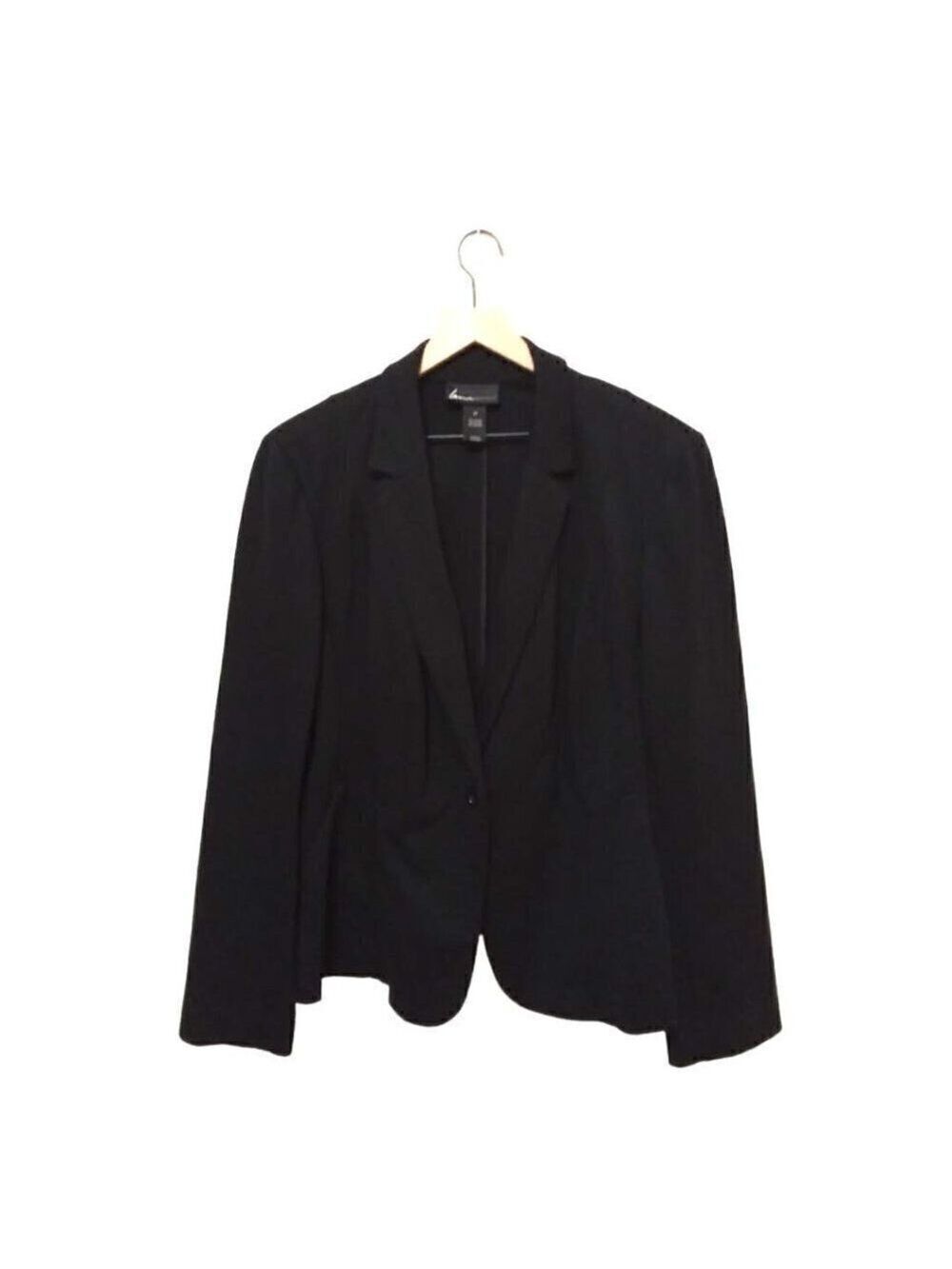 LANE Bryant Black Rayon Ponte Stretch Single Breasted Blazer Sz 24